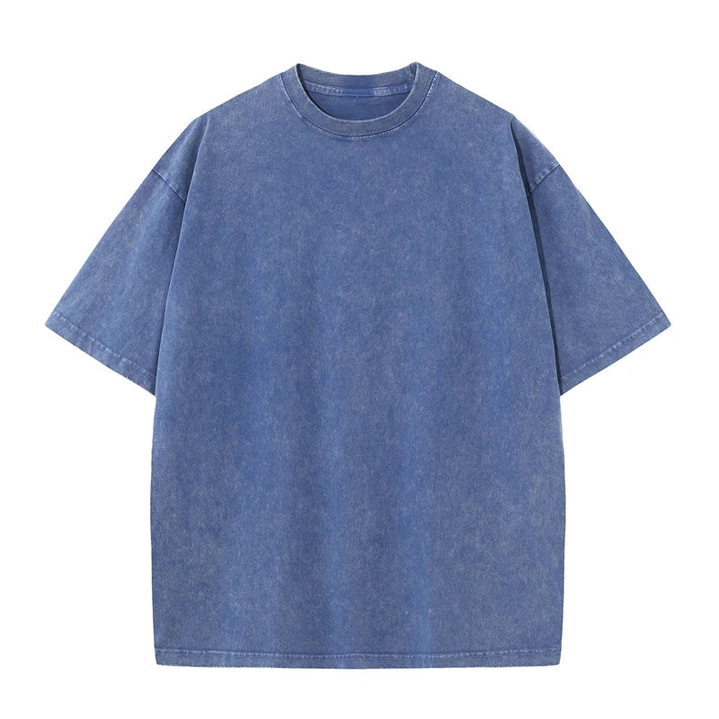 Men's Heavy Cotton Vintage Washed T-Shirt — Oversized Short Sleeve Streetwear
