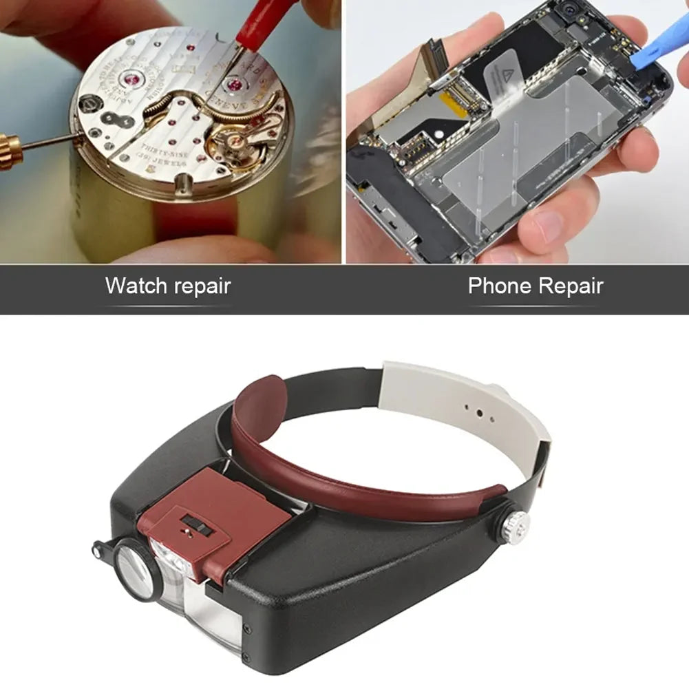 10X LED Magnifying Headband Glasses — Illuminated Loupe for Jewelry, Repair & Close-Up Work