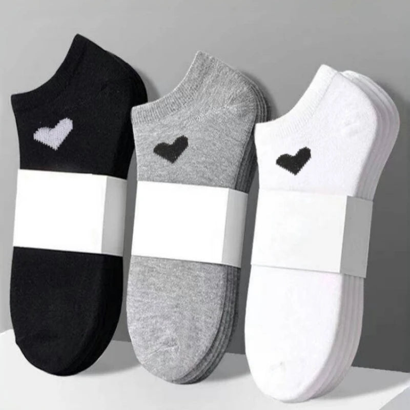 Women's Heart No-Show Socks – Stretch Knit