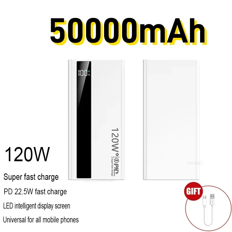 500000mAh Power Bank – 120W Fast Charging Large Capacity PD 20W Portable Charger for All Phones