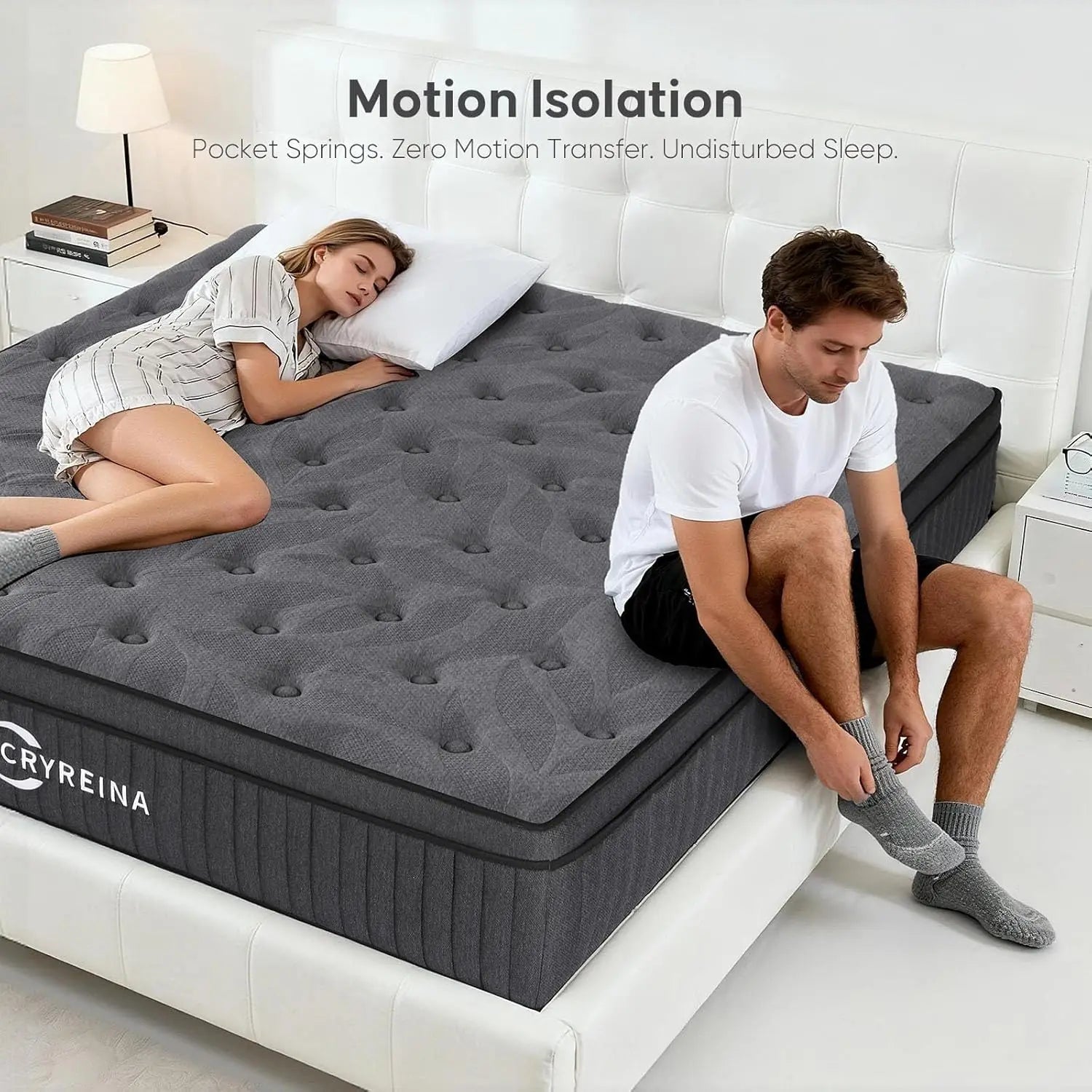 14-Inch King Hybrid Pocketed Coil Mattress – Medium Firm, Motion Isolation, Custom