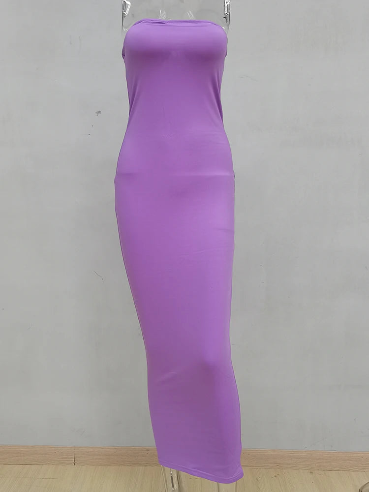Women's Sexy Sleeveless Chest Wrap Long Beach Dress – Strapless Maxi Dress