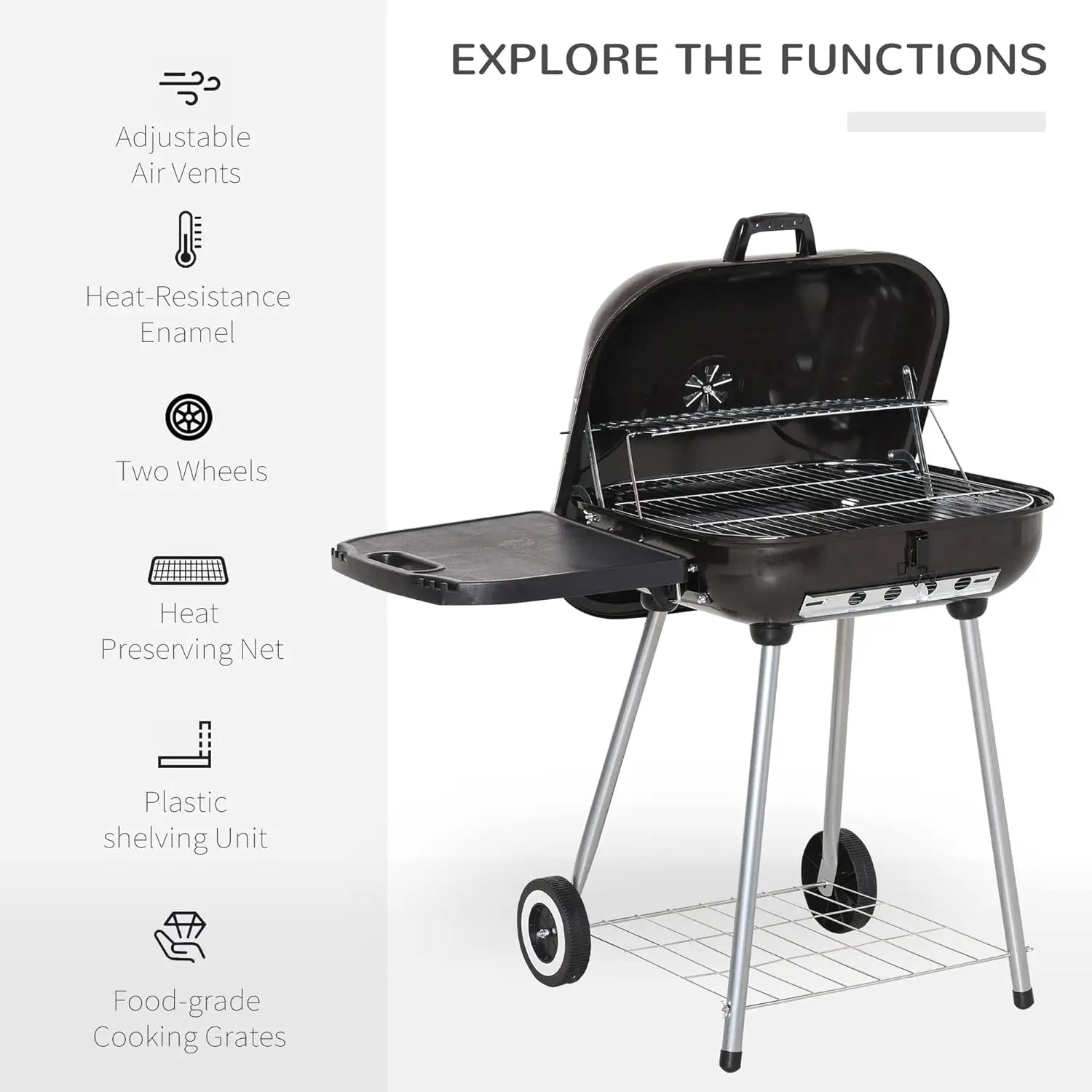 2-Burner Portable Propane Gas Grill | Foldable Side Tables, Warming Rack, Piezo Ignition, 370 Sq. In. Cooking Area