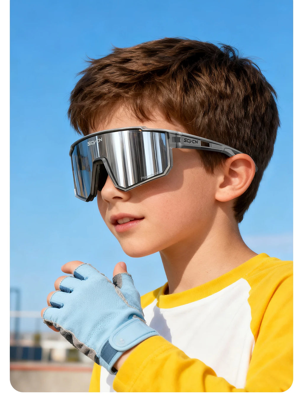 SCVCN Kids Photochromic Sport Sunglasses | UV400 Boys Girls Outdoor Skateboarding Bike Golf Eyewear