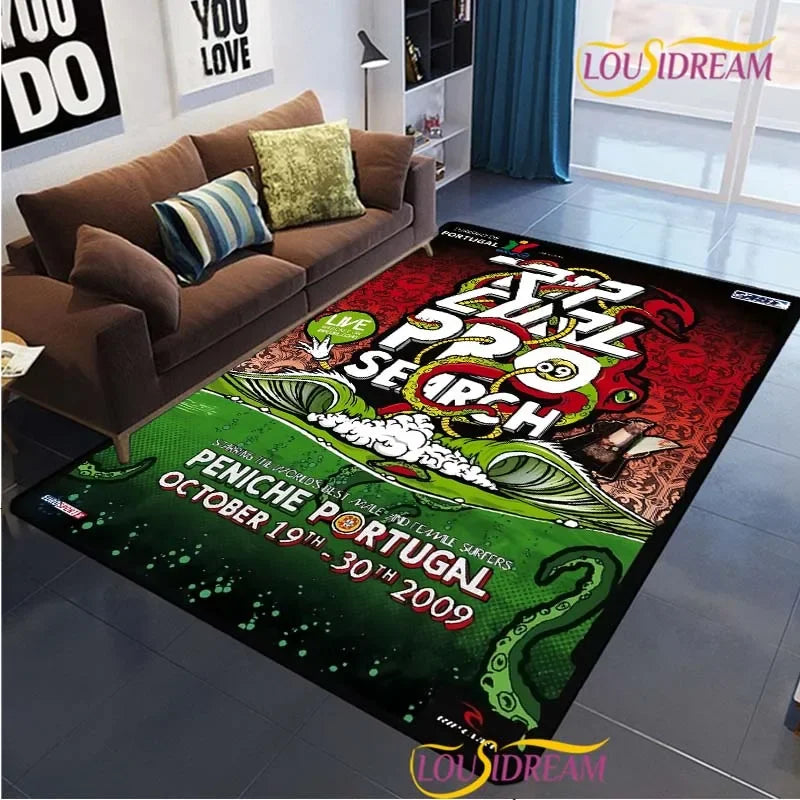 Surf Print Area Rug – Non-Slip Living Room, Bedroom & Kitchen Carpet
