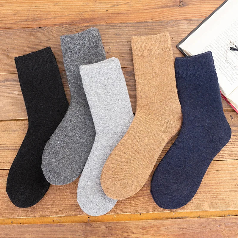 Thick Wool-Blend Winter Socks in Solid Colors