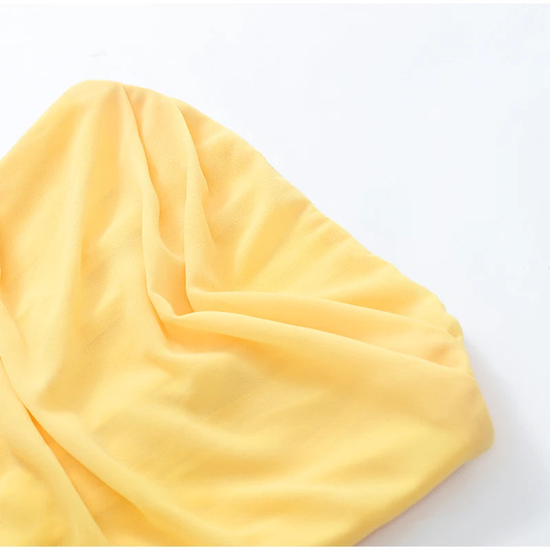 Elegant Yellow Strapless Pleated Maxi Gown — Waist-Cinching Split Evening Dress