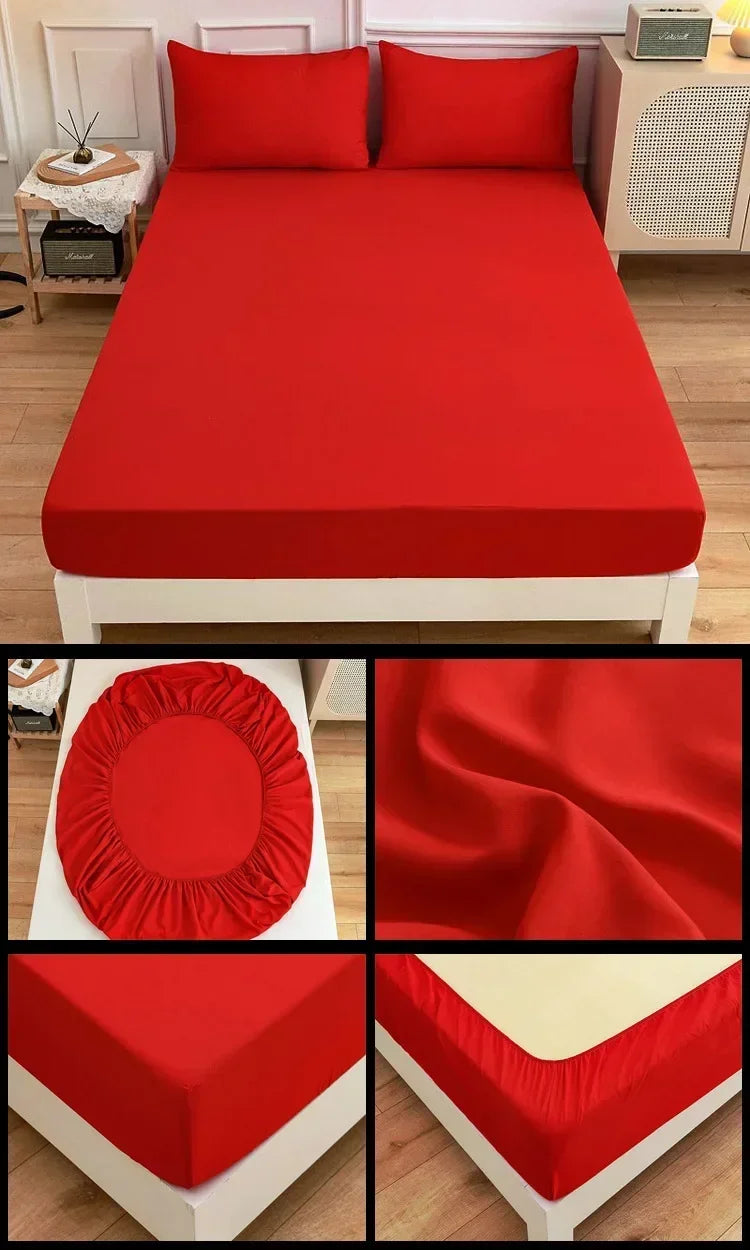 High-Quality Elastic Fitted Sheet – Solid Color Mattress Cover, 80–200cm, Single to King