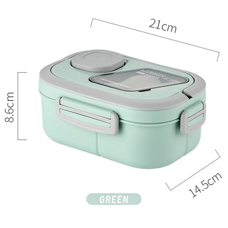 1200ml Wheat Straw Lunch Box – Leakproof Bento with Utensils