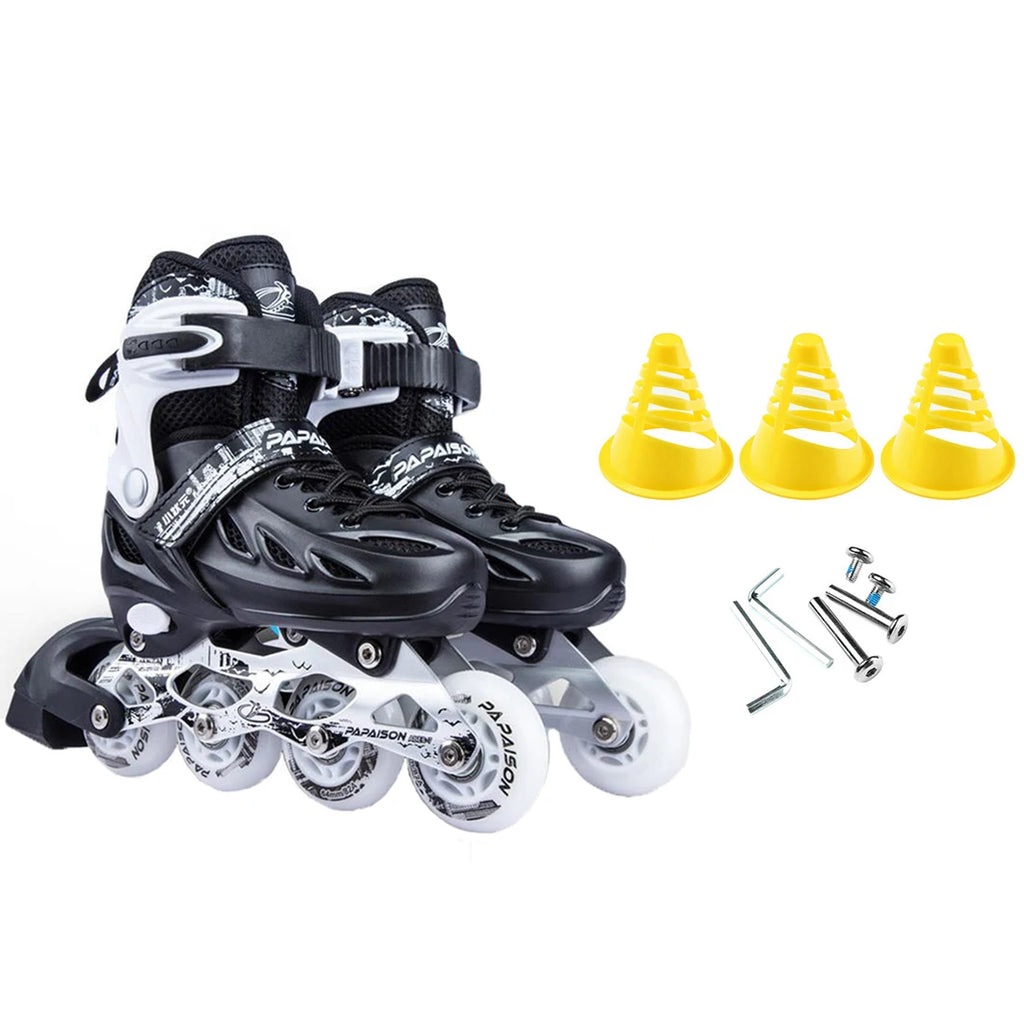Adjustable Inline Roller Skate Shoes – Flashing 4-Wheel Speed Racing Sneakers for Outdoor Skating