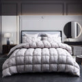 White Goose Down Duvet – Thick Winter Comforter with 3D Pinch Pleat Design, Twin to King