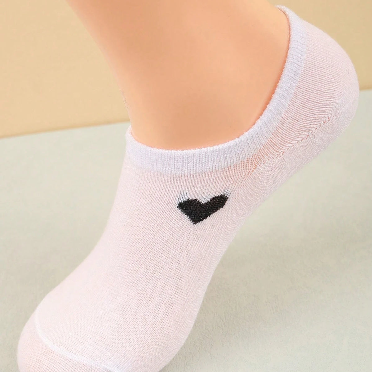 Women's Heart No-Show Socks – Stretch Knit
