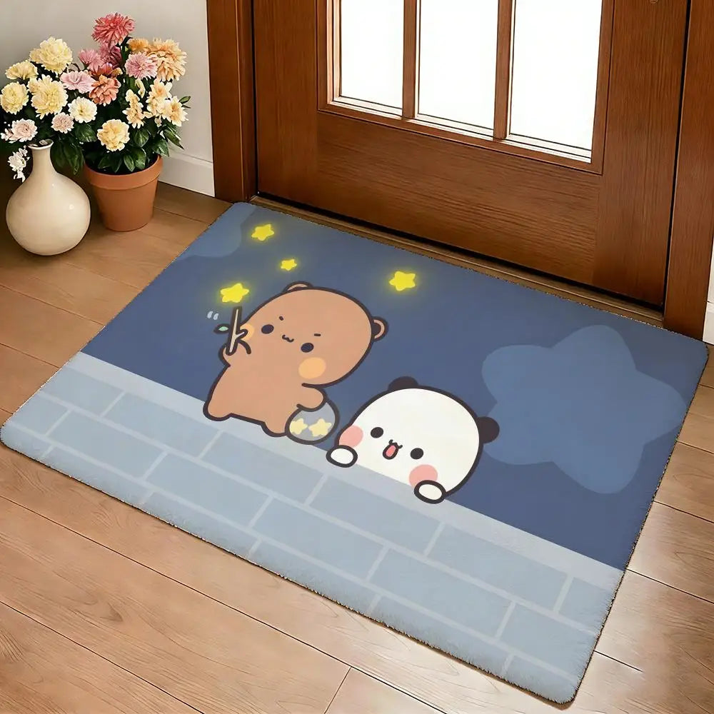 Bubu & Dudu Cute Flannel Floor Mat – Soft Non-Slip Rug for Living Room, Bedroom & Kitchen