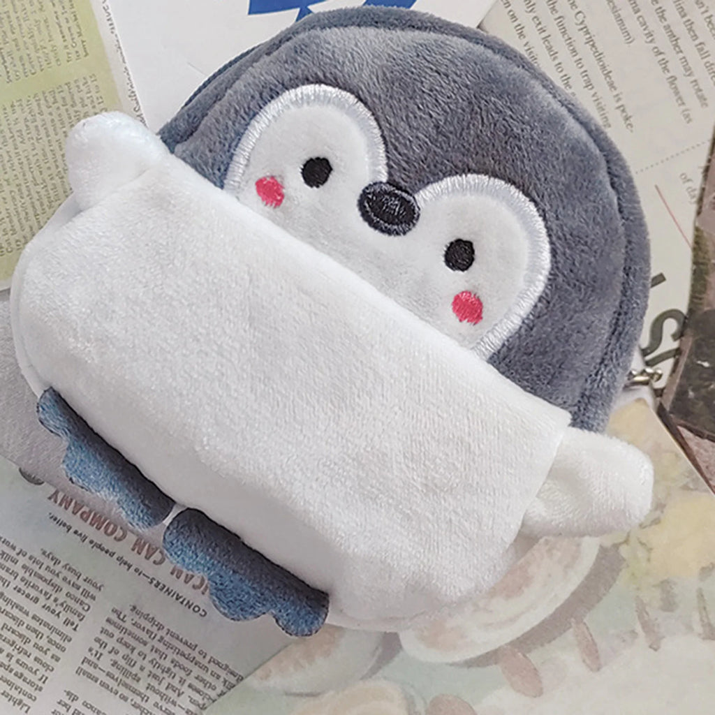 Cute Plush Penguin Coin Purse – Mini Zipper Pouch Keychain for Lipstick, Keys & Money