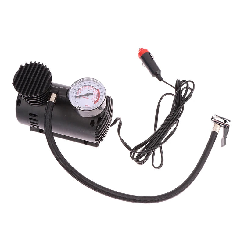 12V Corded Tire Inflator with Analog Gauge, 300 PSI