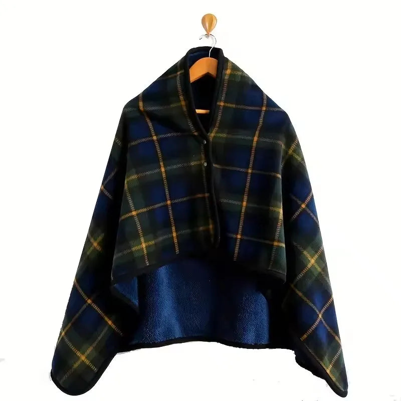 Wearable Flannel Shawl Blanket – Soft Lazy Office Warmth Wrap for Comfort & Style