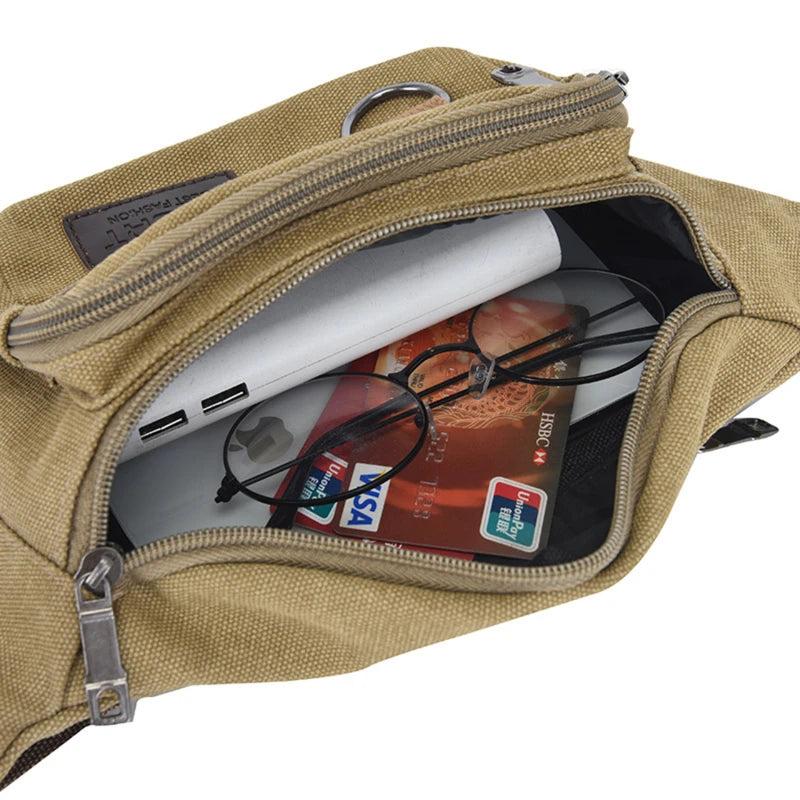 Canvas Waist Bag – Unisex Belt Bag, Bum Bag & Phone Pouch for Travel & Daily Use