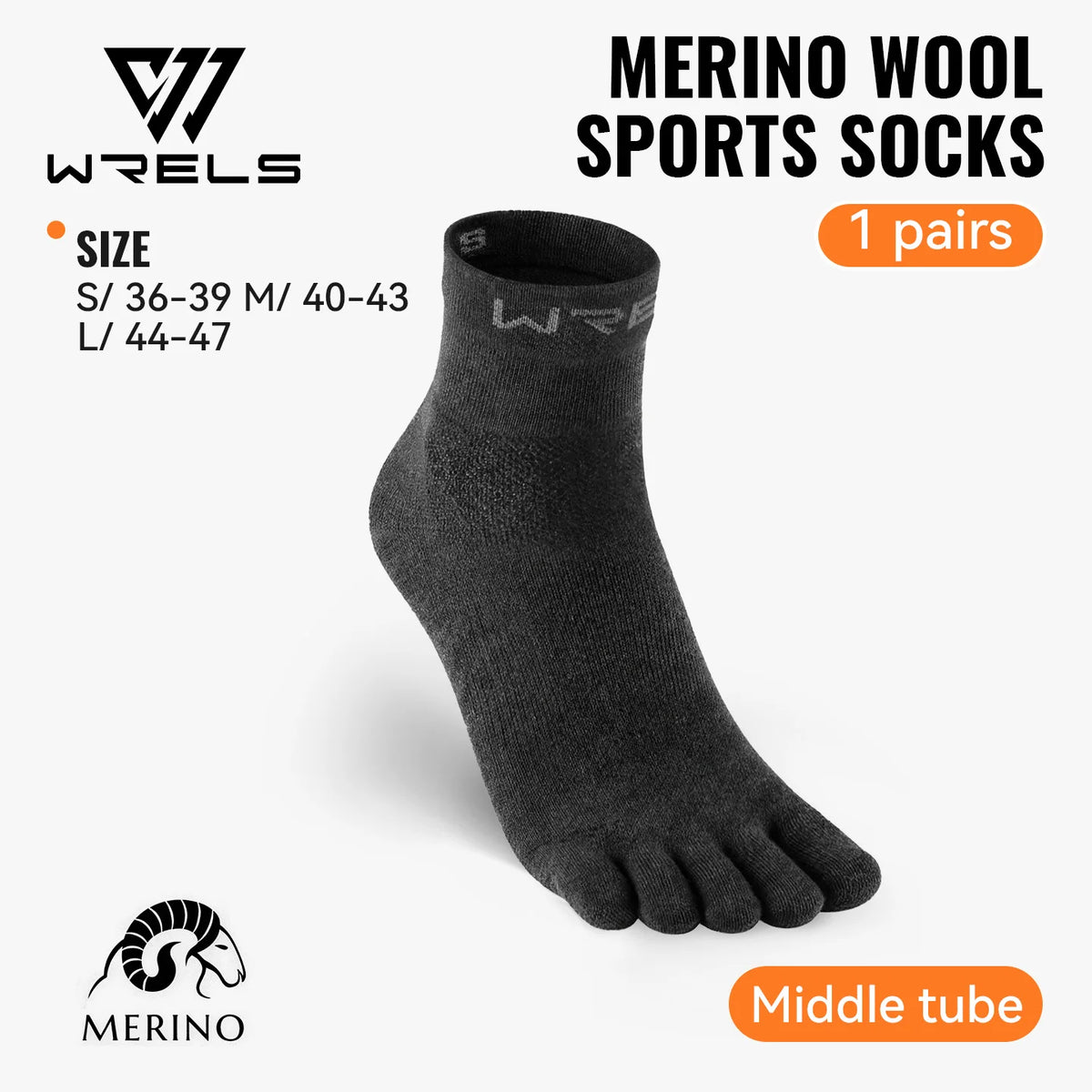 Merino Wool Five-Toe Socks for Running & Hiking