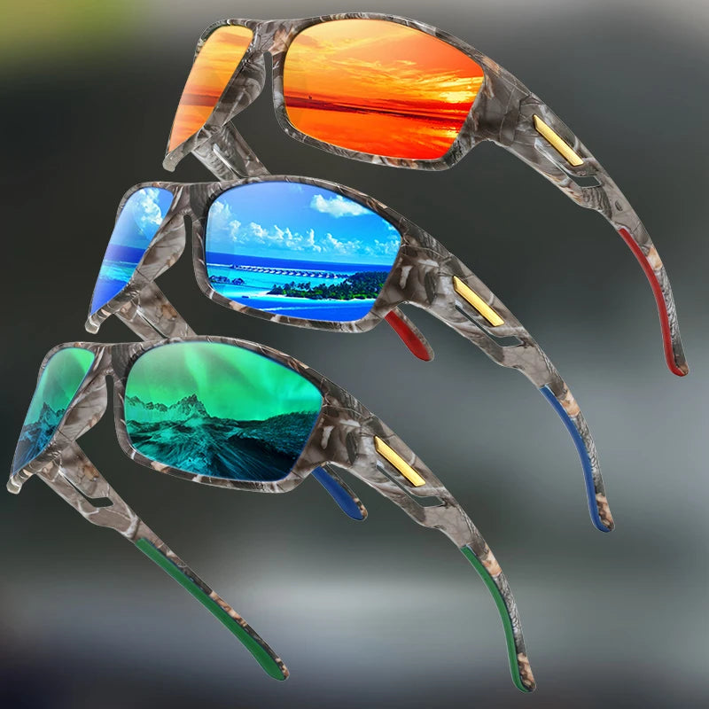 Sports Polarized Sunglasses | Camouflage Wraparound Frame UV400 for Driving & Fishing