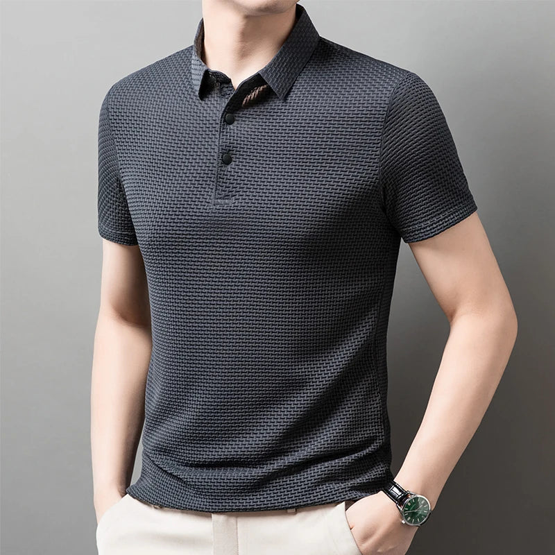 Men's Bone Flower Print Polo Shirt — Graphic Short Sleeve Casual Polo
