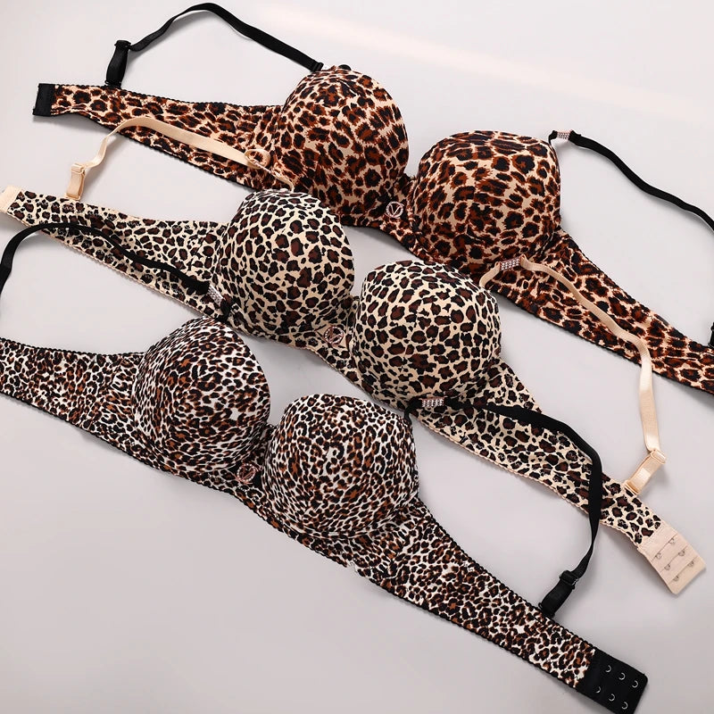 Sexy Leopard Print Push-Up Bra & Underwear Set