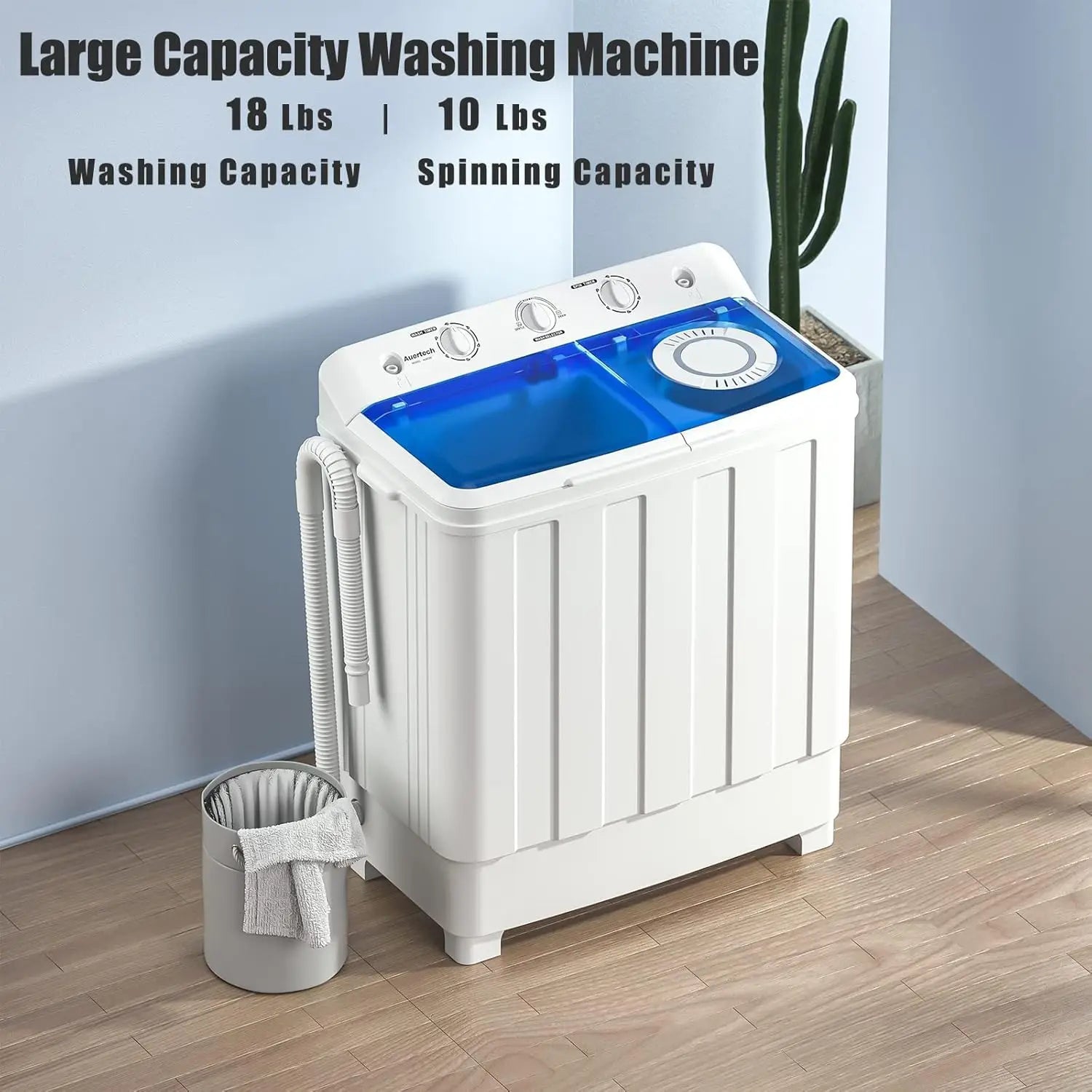 Portable Washer and Dryer Combo | 28 Lbs Twin Tub, 1.5 Cu.Ft Compact Dryer, 5 Drying Modes, Apartment, Dorm & RV