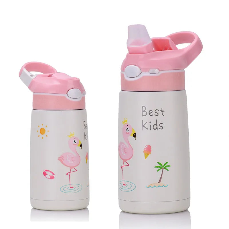 400ml Kids 316 Stainless Steel Vacuum Thermos Bottle – Duck-Billed Straw Tumbler, 6–12Hr Insulation