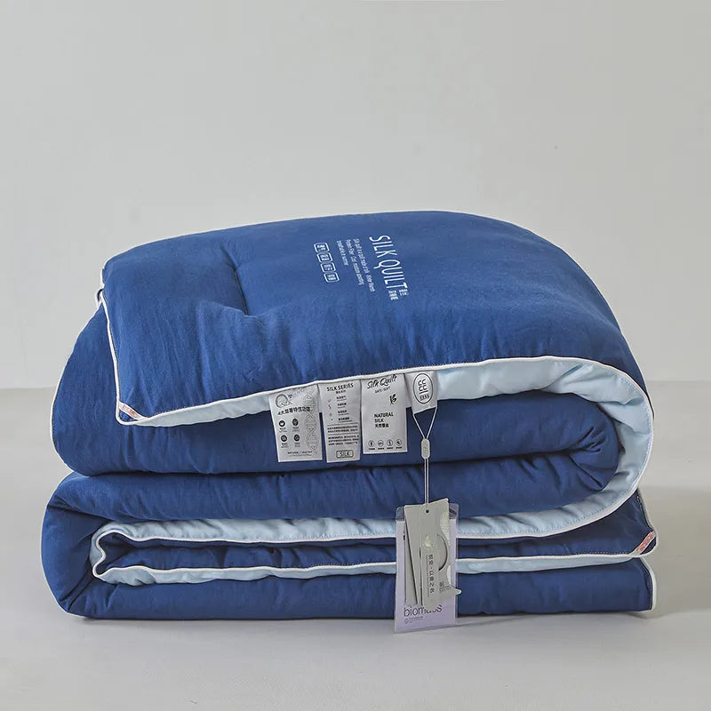 100% Mulberry Silk Quilt – Luxury Soft All-Season Comforter with Temperature Control