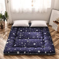 Navy Star Queen Size Foldable Japanese Floor Futon Mattress, Portable Tatami Sleeping Mat for Camping & Indoor Use