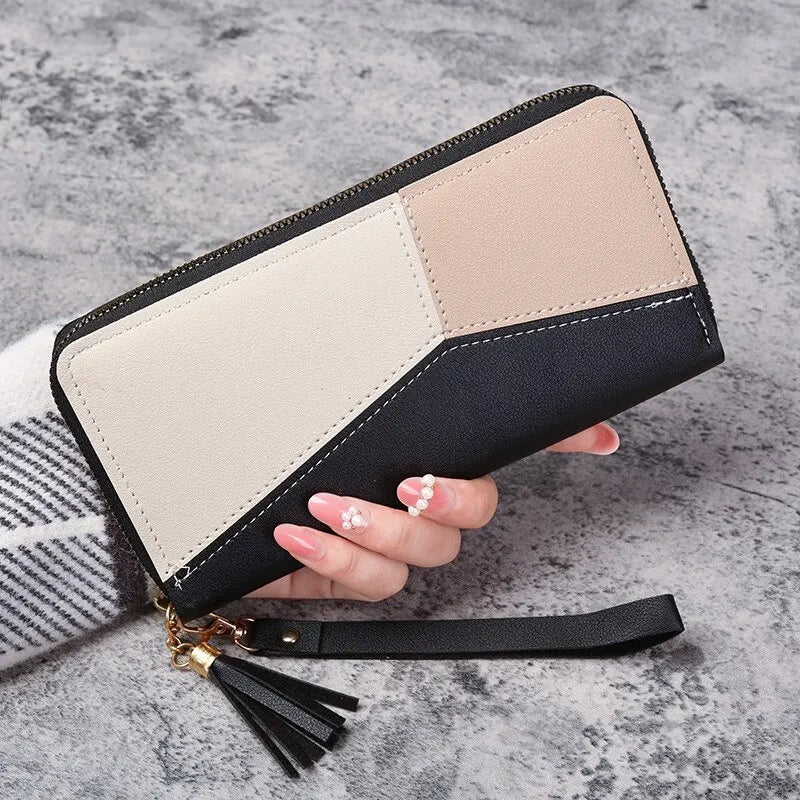 Women's Fashion Zipper Long Wallet – PU Leather Billfold with Coin Purse & Card Holder