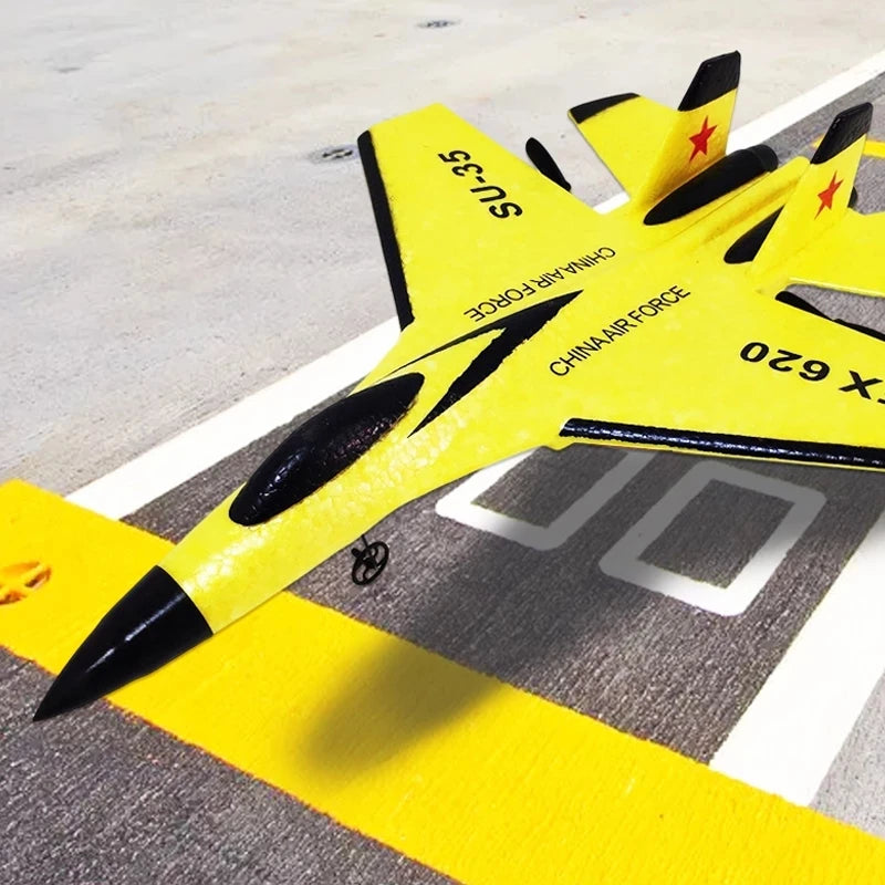 SU35 RC Glider Airplane – 2.4G Remote Control Fighter Plane with LED Lights for Kids