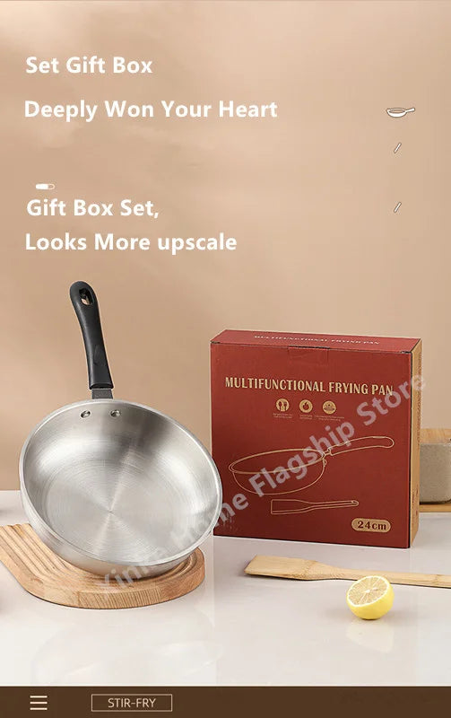 Stainless Steel Wok – Uncoated 24cm & 26cm Frying Pan