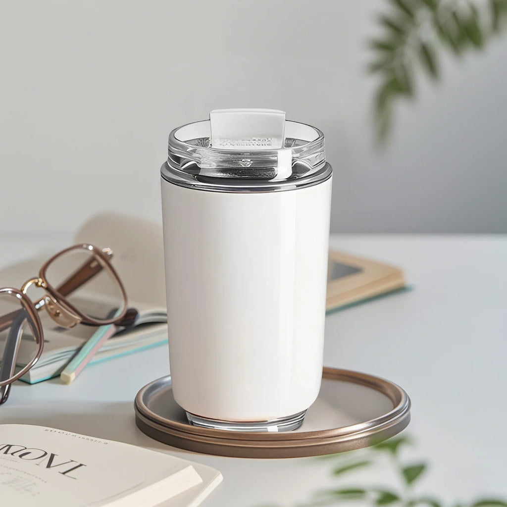 240ml Stainless Steel Vacuum Thermos Tumbler – Insulated Coffee Mug for Car & Travel, 12–24Hr, Milky White