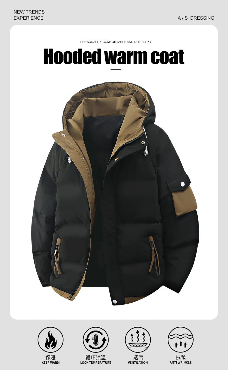 Men's Cotton-Padded Hooded Winter Jacket