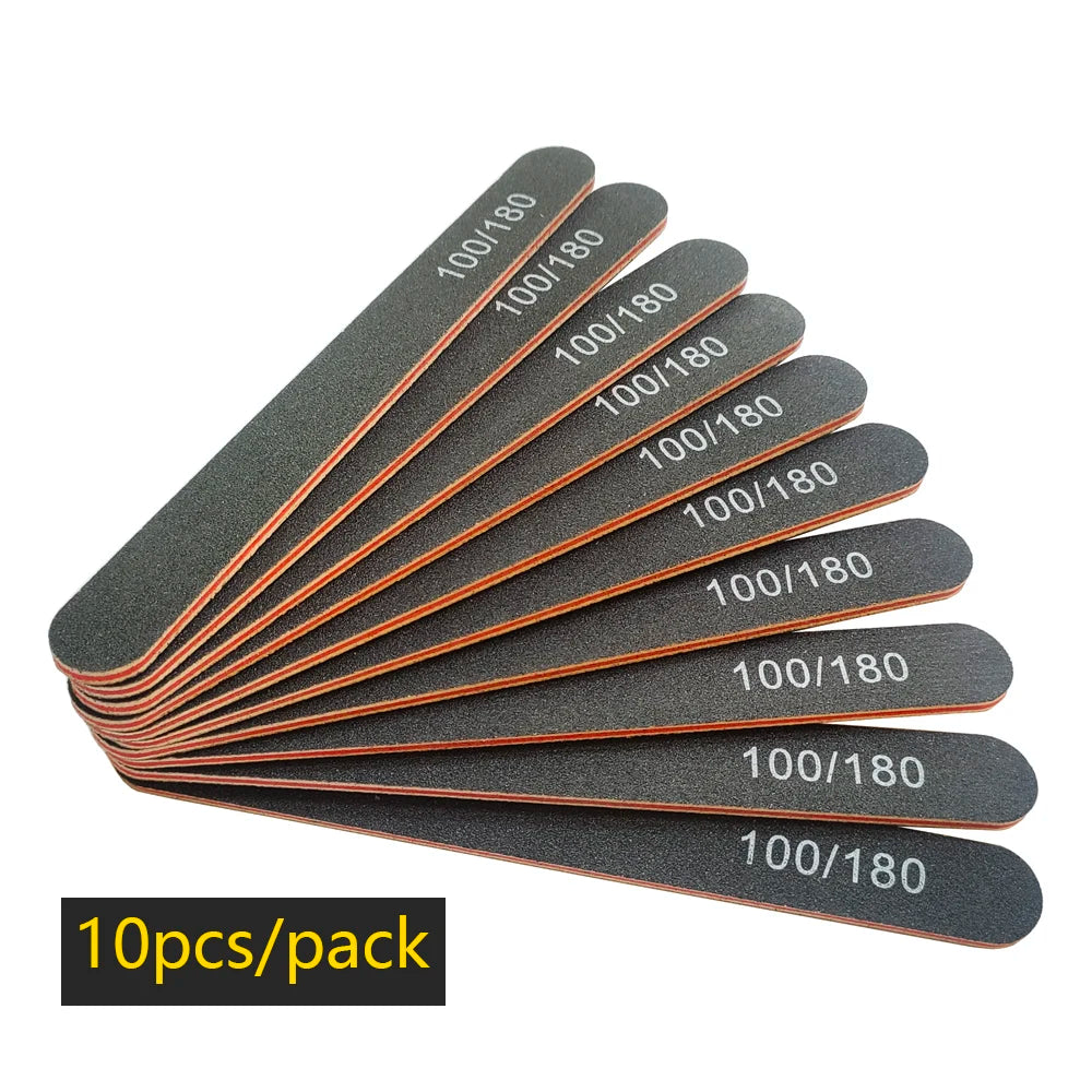 Nail File Buffer 100/180 Grit – Double-Sided Half Moon Sandpaper Nail Sanding & Manicure Tool