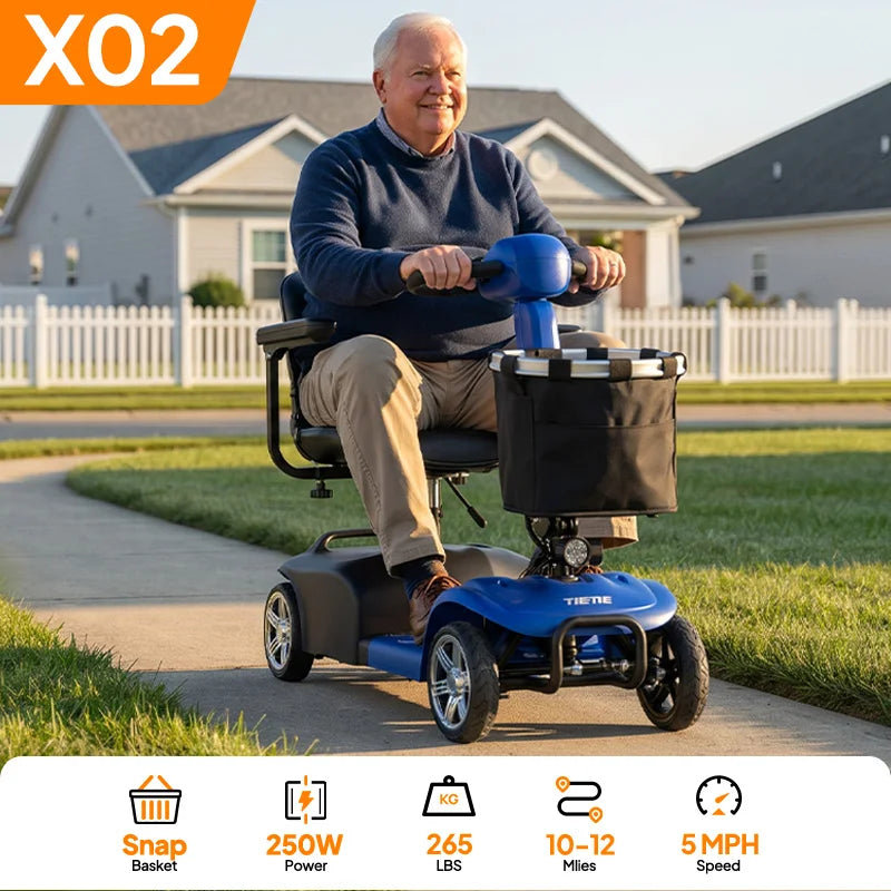 Foldable 4-Wheel Mobility Scooter – 250W, 10-Mile Range
