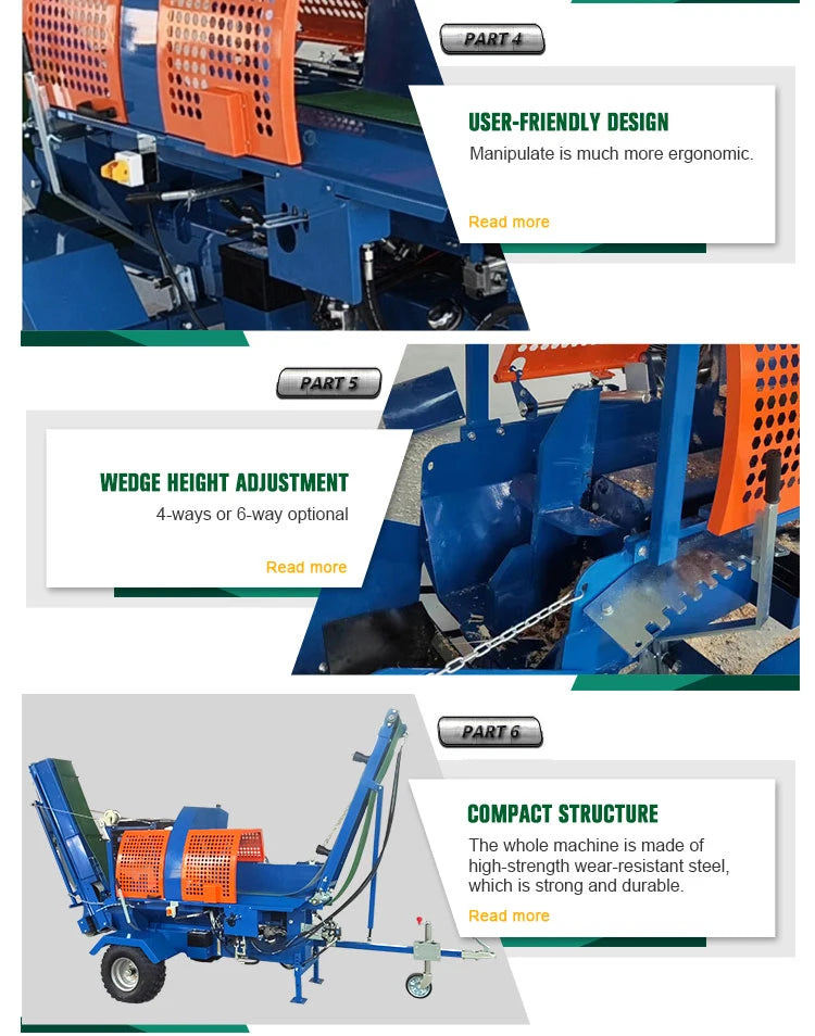 45-Ton Hydraulic Firewood Processor – Heavy Duty Log Splitter & Cutting Machine