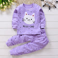 Baby Girl Cartoon Cat Pajamas Set | Long Pants & T-Shirt 2-Piece Girls Clothes 0-6 Years