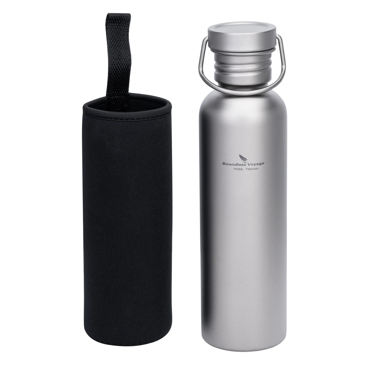 Boundless Voyage TA1 Pure Titanium Wide-Mouth Water Bottle – Ultralight Sport Bottle for Camping, Hiking & Travel