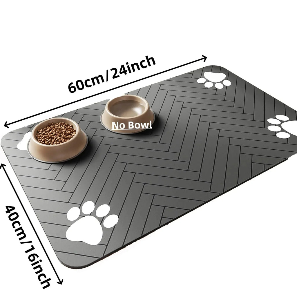 Absorbent Quick-Dry Pet Feeding Mat with Rubber Backing