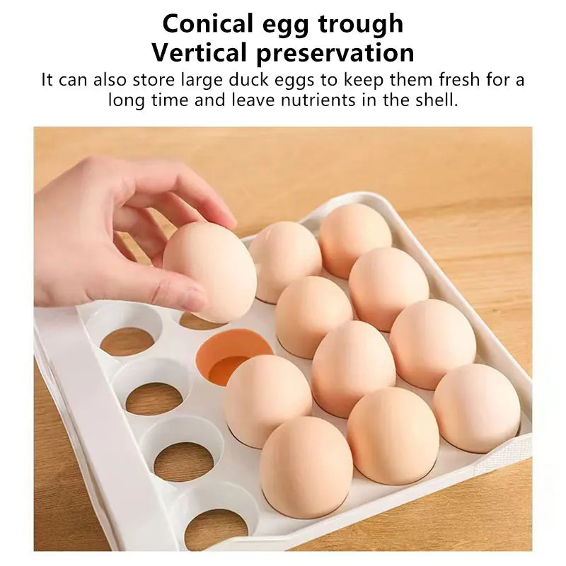 2-Layer Drawer Egg Storage Box – 32-Grid Fridge Egg Organizer, Dust-Proof & Stackable
