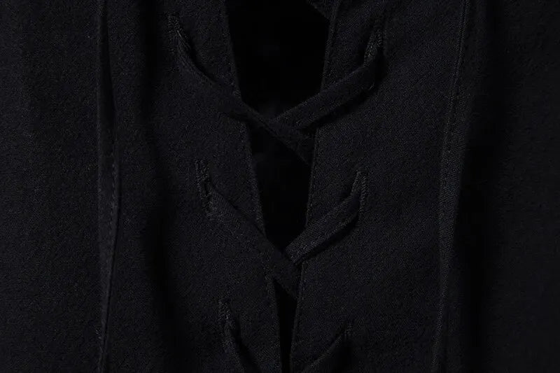 Men's Cotton Linen Drawstring Long Sleeve Shirt — Vintage Casual US Size Top