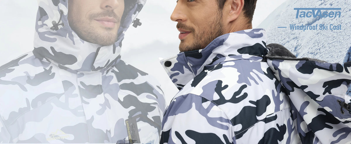 TACVASEN Fleece-Lined Mountain Hiking Jacket – Removable Hood Ski Snowboard Parka for Men