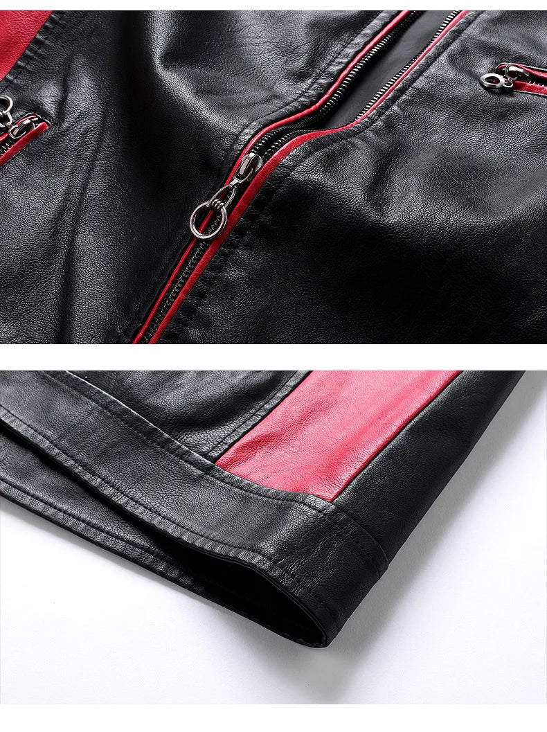 Men's Faux Leather Jacket – Slim Fit Stand Collar
