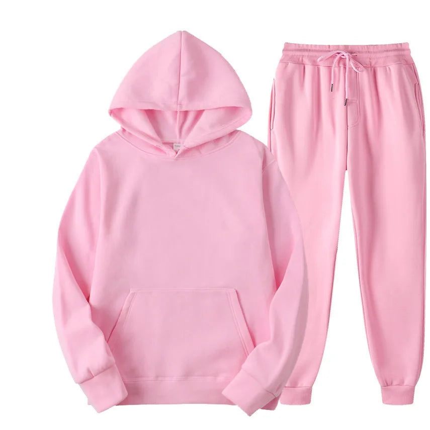Men's Solid Color Hoodie & Pants Tracksuit Set – Fashionable Casual Sport (S–3XL)