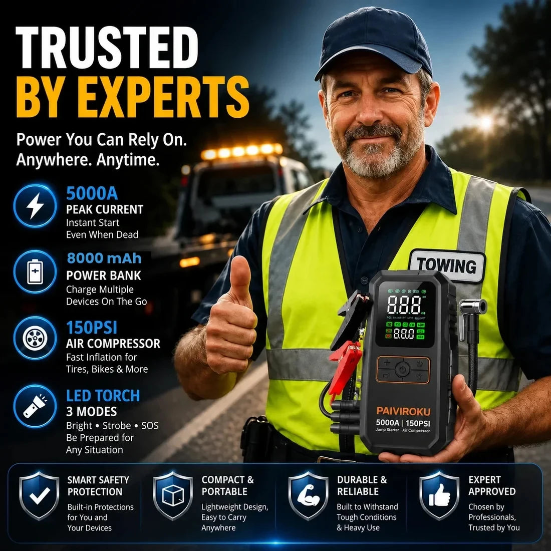 PAIVIROKU Car Jump Starter with Air Compressor
