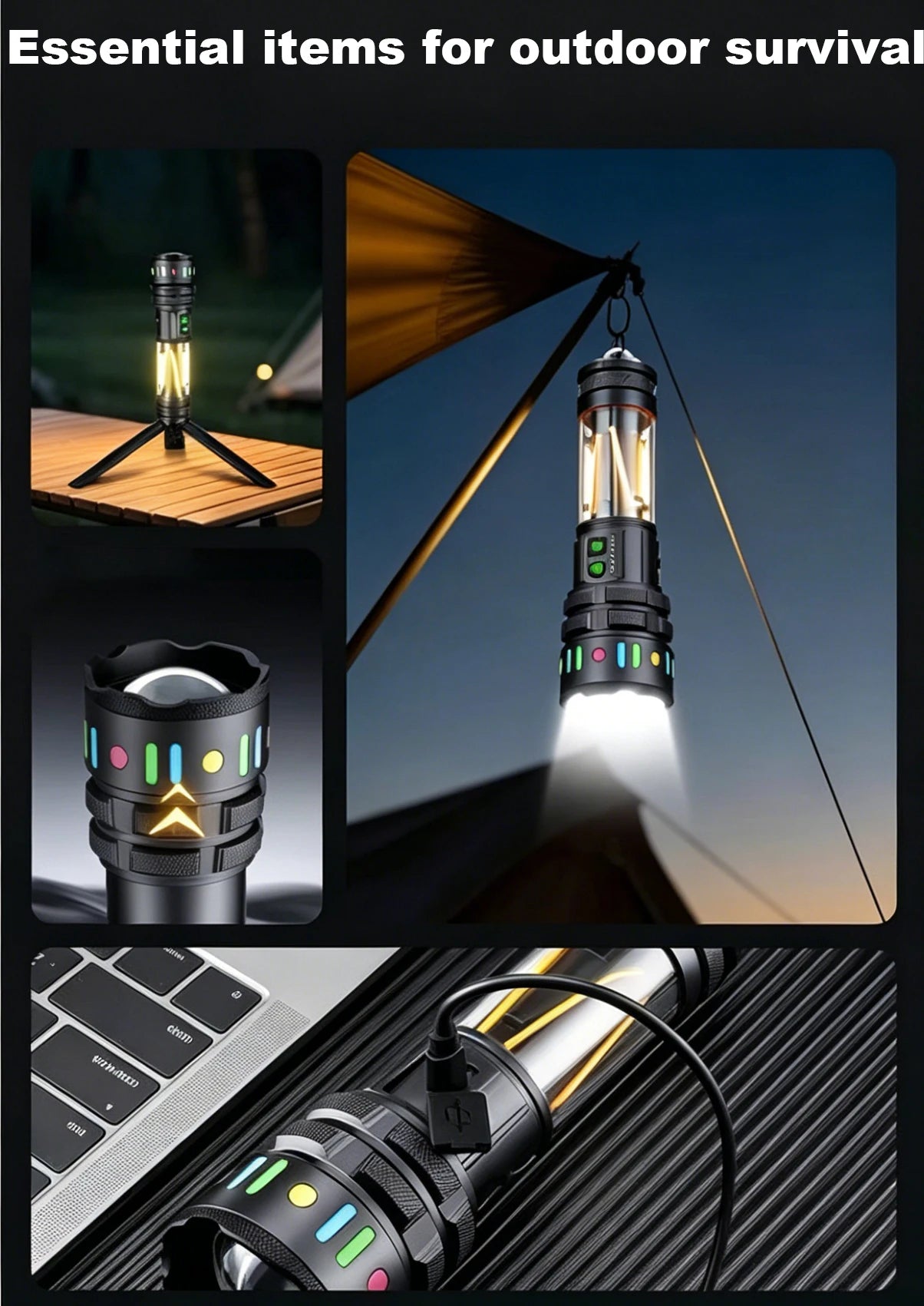 High Power White Laser Flashlight – Rechargeable Zoomable Waterproof Tactical Lantern