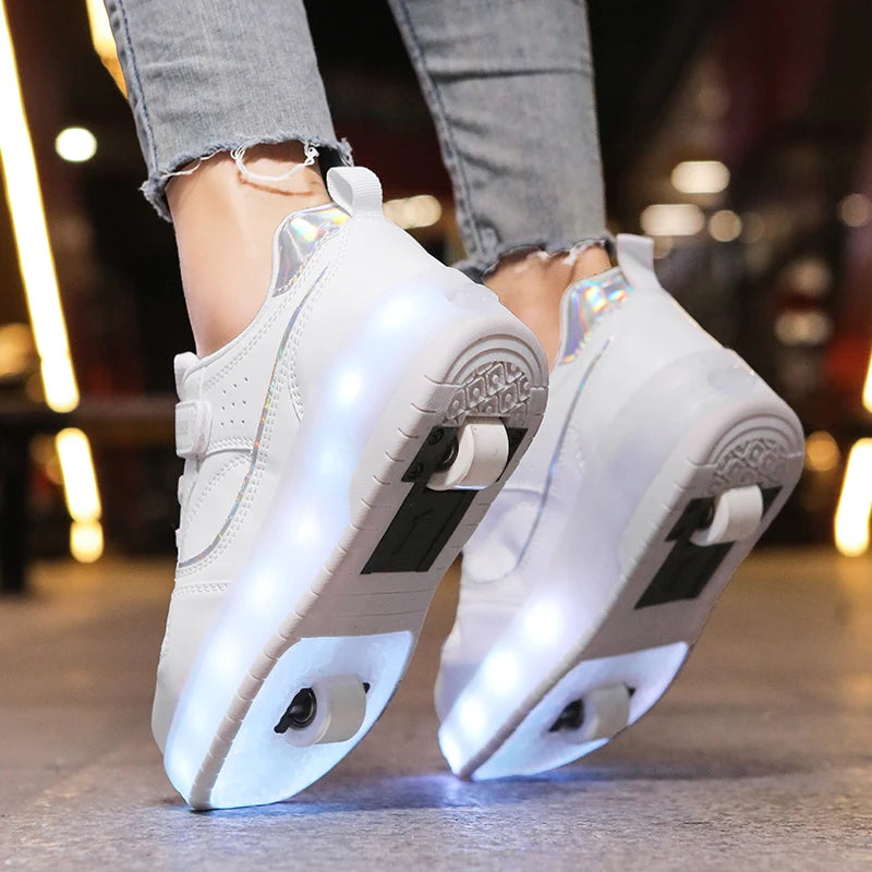 Children's LED Light Roller Skates – Multi-Functional Detachable Wheel Shoes, Size 29-41 for Students
