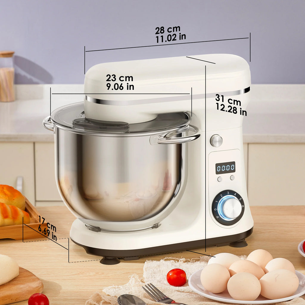 6L 1200W Stand Mixer — Quiet DC Motor, 6-Speed, Dough Kneader & Egg Whisk