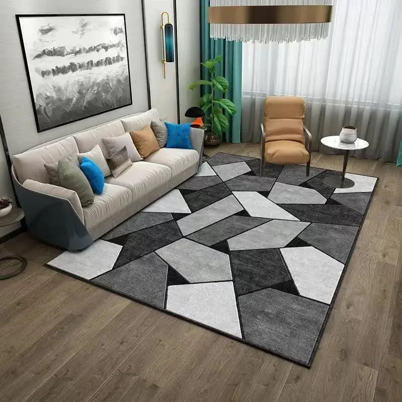 Nordic Geometric Large Area Rug – Washable Non-Slip Carpet for Living Room & Bedroom